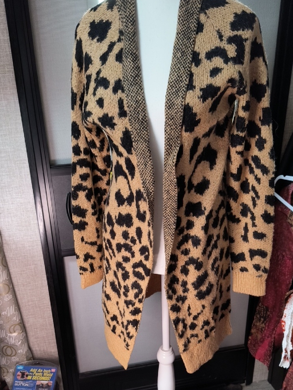 BP Small eopard-Print Open Cardigan Sweater in Mustard and Black